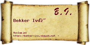 Bekker Ivó névjegykártya